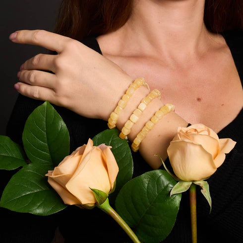 Gelber Quarz | Silber | Edelstein-Kieselstein-Makramee-Armband